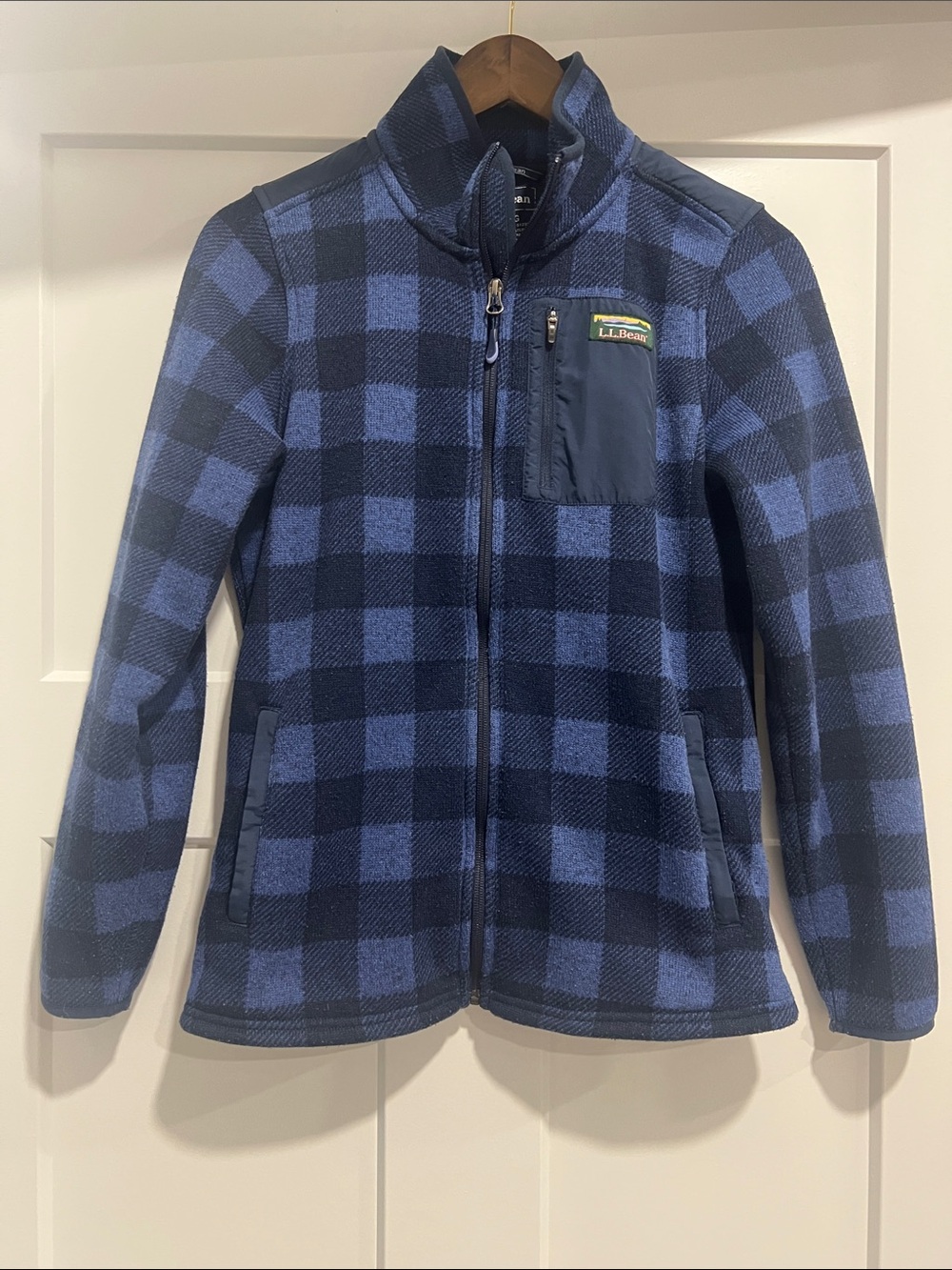 L.L. Bean Blue Buffalo Plaid Full-Zip Fleece Jacket
